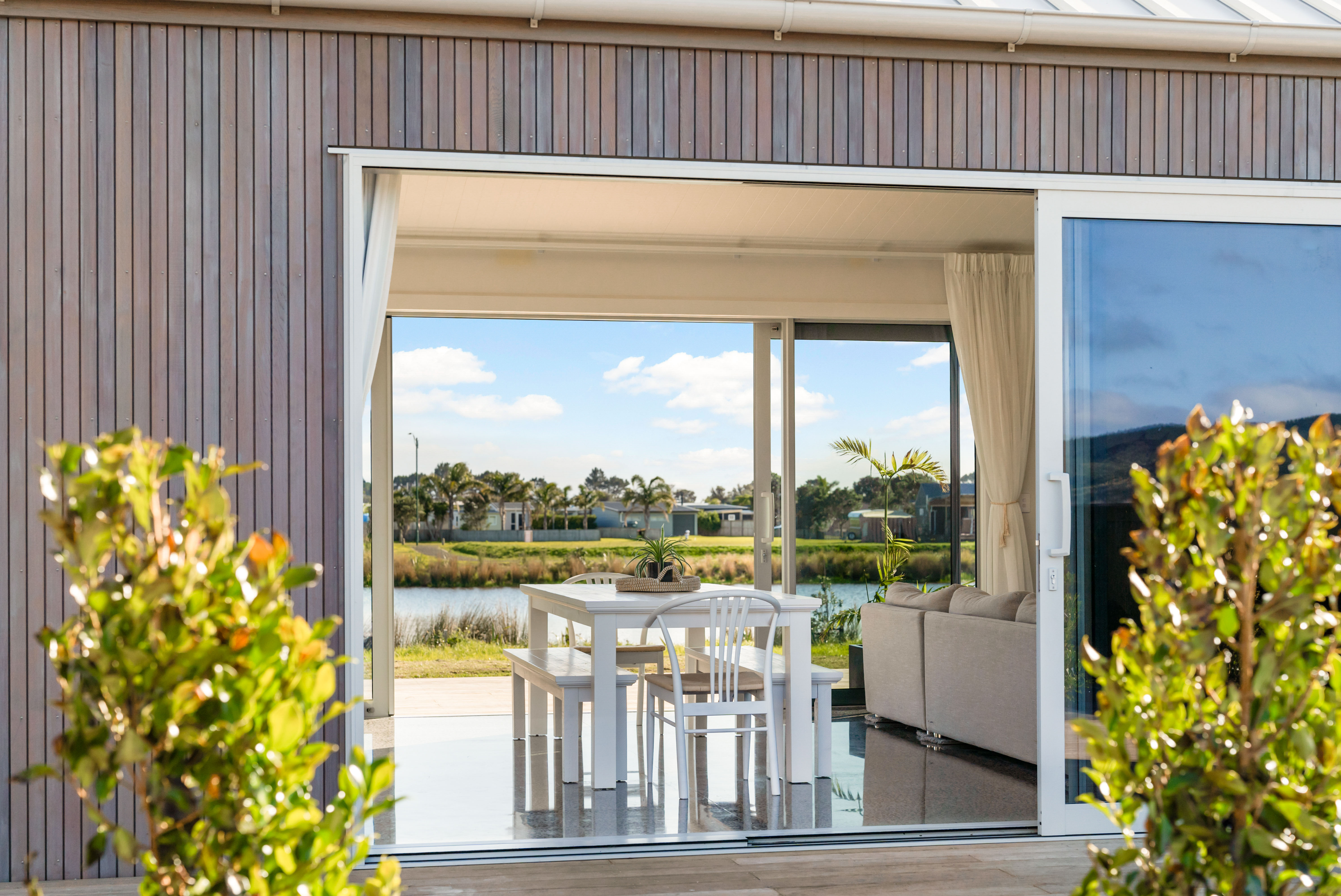 Coromandel Beach House - Exterior View with Lake